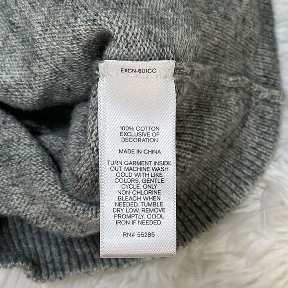 Express V-Neck Sweater Pullover Embroidered Logo Gray Cotton men’s  Size L - Picture 14 of 15